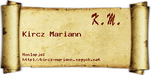 Kircz Mariann névjegykártya