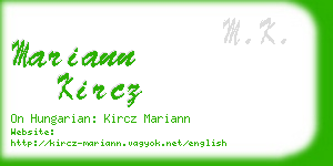 mariann kircz business card
